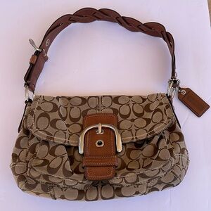 COACH SoHo Satchel/Shoulder Vintage Canvas Signature Bag with Braided Strap